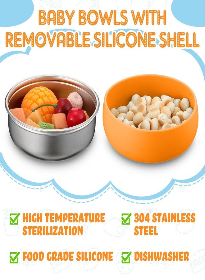 نوجو مجموعة نوجو من 6 قطع من أوعية الأطفال المصنوعة من الفولاذ المقاوم للصدأ 304 مع غطاء سيليكون قابل للإزالة، أوعية للأطفال الصغار، حاويات طعام مضادة للحروق للأطفال، آمنة للغسل في غسالة الأطباق (لون منعش). - Image 3